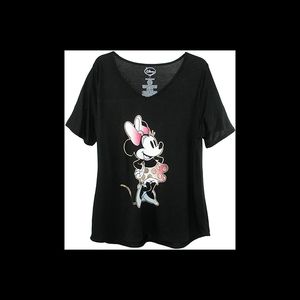 Women's Plus Size Minnie Mouse V Neck T Shirt